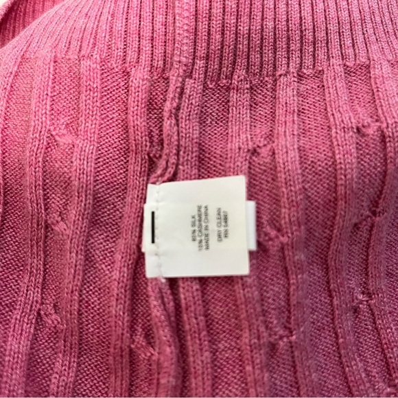 Express Pink Cable Knit Silk Cashmere Blend Long Sleeve Sweater - Picture 8 of 11
